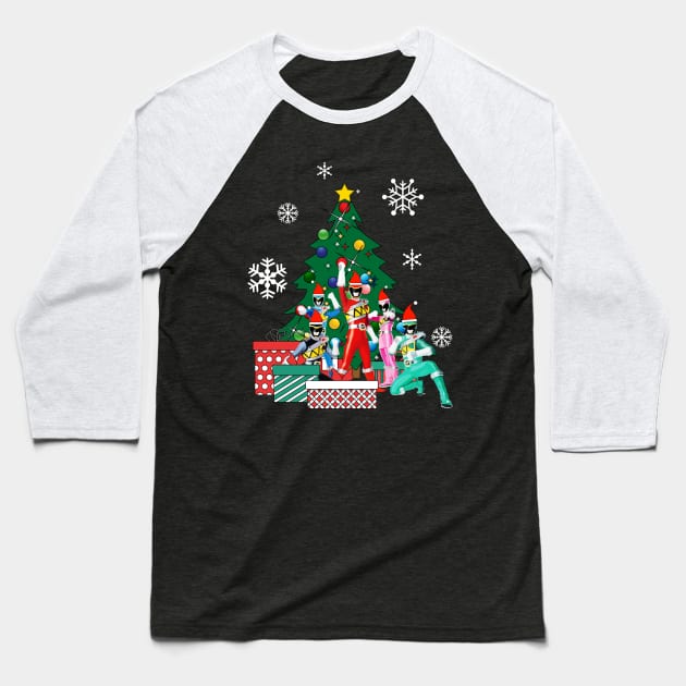 Power Rangers Around The Christmas Tree Baseball T-Shirt by Nova5